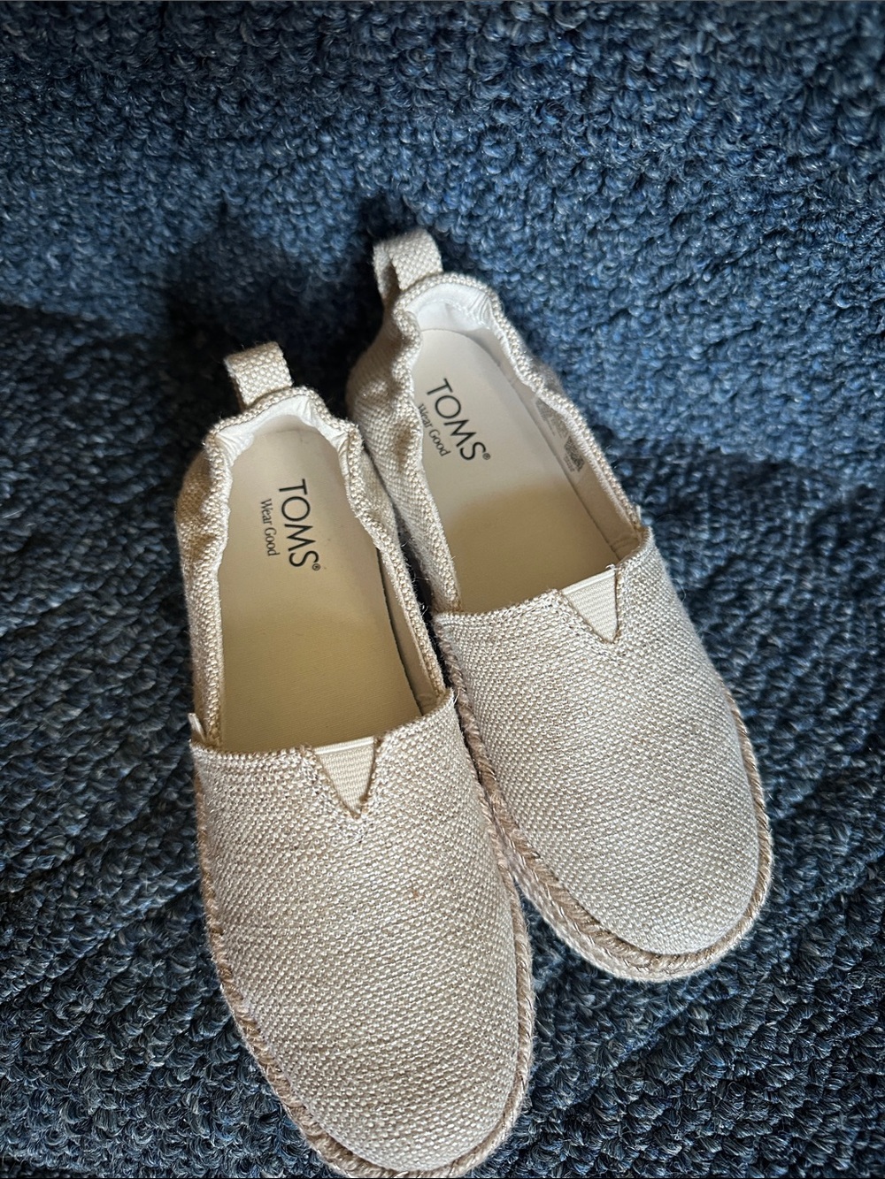 TOMS Kids Slip-On Espadrilles in Shimmery Champagne